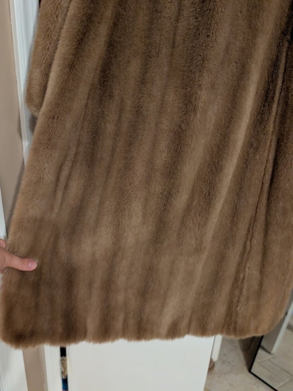 Tissavel of France Lovemans Vintage Faux Fur Knee Length Coat Beige Fawn 8 EUC - Picture 13 of 15